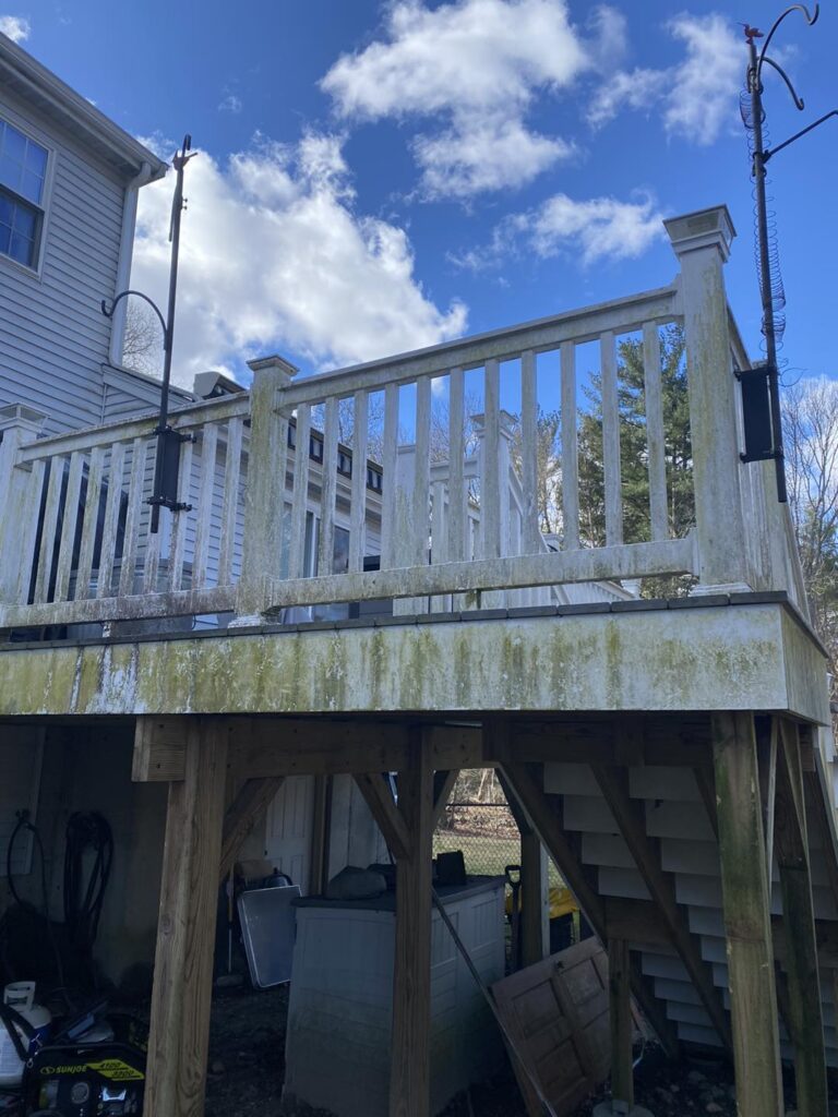 White Vinyl Decking Green  Before and After